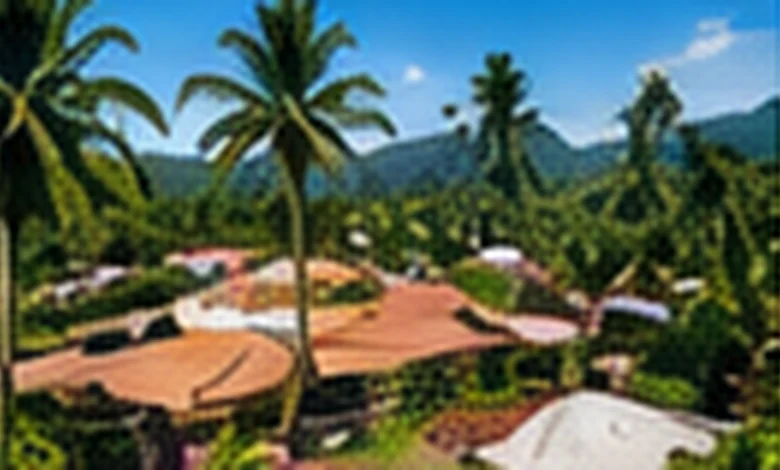 Image illustrative de toiture et paysage tropical